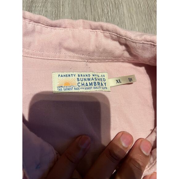 Faherty - Sunwashed Chambray Shirt /Coastal Muave /XL - Picture 5 of 8